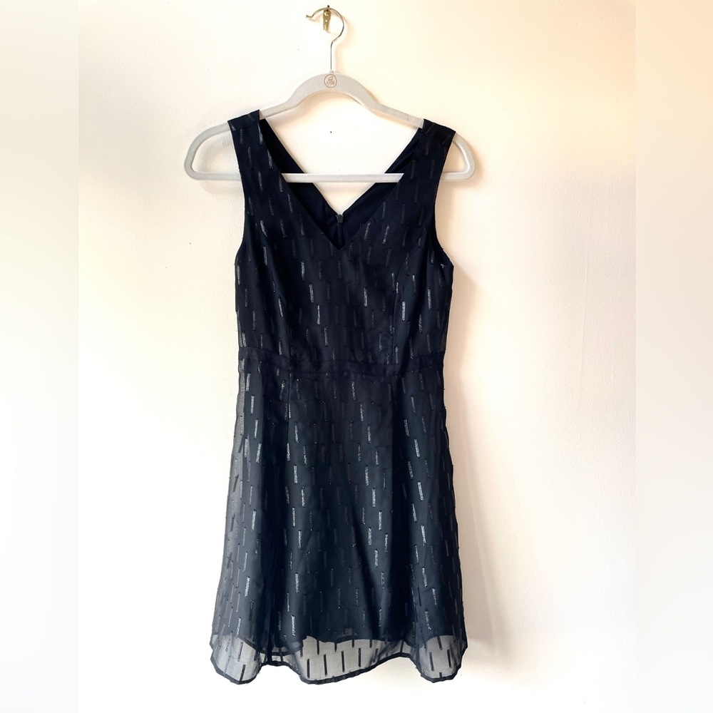 Banana Republic Black Textured Midi Dress